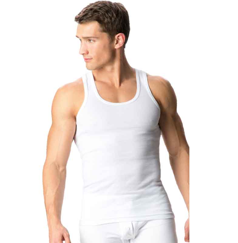Buy Pack of 2Pcs Men's White Cotton Vests: Men’s Clothing Deals ...