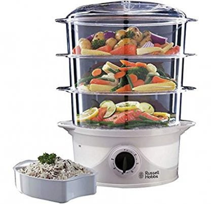 Russell Hobbs 3 Tier Food Steamer, 21141, 9L, 800W - White