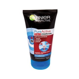 Garnier Skin Active Pure Active Charcoal Anti Blackhead 3 in 1 Wash,Scrub