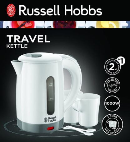 Russell Hobbs 23840 Compact Travel Electric Kettle, 0.85L, 1000 W, White