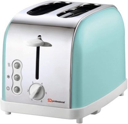 SQ Professional Dainty Legacy 2 Slice Toaster, Stainless Steel, 900W - Blue
