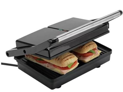 Cookworks 2 Portion Panini Grill and Sandwich Maker - Black