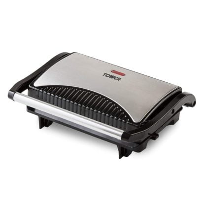 Tower Mini Panini Press Grill, Stainless Steel