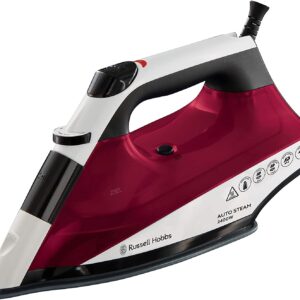Russell Hobbs Iron, Auto Steam Pro, Non-Stick, 2400W, White + Red