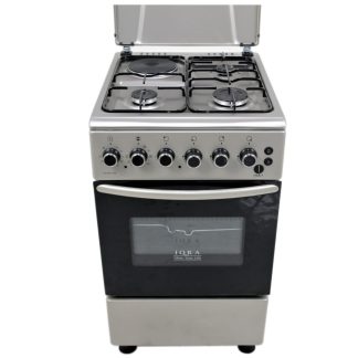 IQRA 50x60cm Freestanding Cooker, 3 Gas +1 Hotplate, Auto Ignition, Black, Grill and Rotisserie, IQ-C2011-BLK