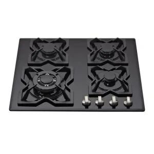 IQRA 60cm Gas Hob, 4 Burners, Glass, Flame Failure Device, Auto-Ignition, Cast Iron, IQ-KH4110