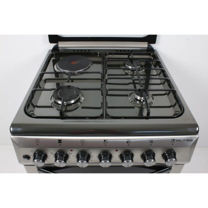 Klass 50x60 Freestanding Cooker, 3 Gas Burners + 1 Hotplate, Electric Oven, Grey
