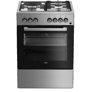 BEKO Cooker 60cm, 3 Gas + 1 Hotplate | Electric Oven & Grill, FSET63110DX