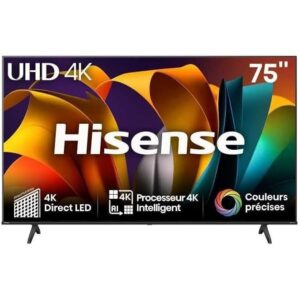 Hisense Smart TV 75 Inch 75A6N 4K UHD, Dolby Vision, HDR, VIDAA with YouTube, Netflix, Disney+, Canal