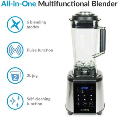 electriQ 1250W Multi Functional Blender, Smoothie and Soup Maker with Digital Controls