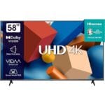 Hisense 58-inch Class 4K UHD Smart TV, VIDAA, 58A6K; Built-in Wi-Fi, HDR, Dolby Atmos, VIDAA, Bluetooth