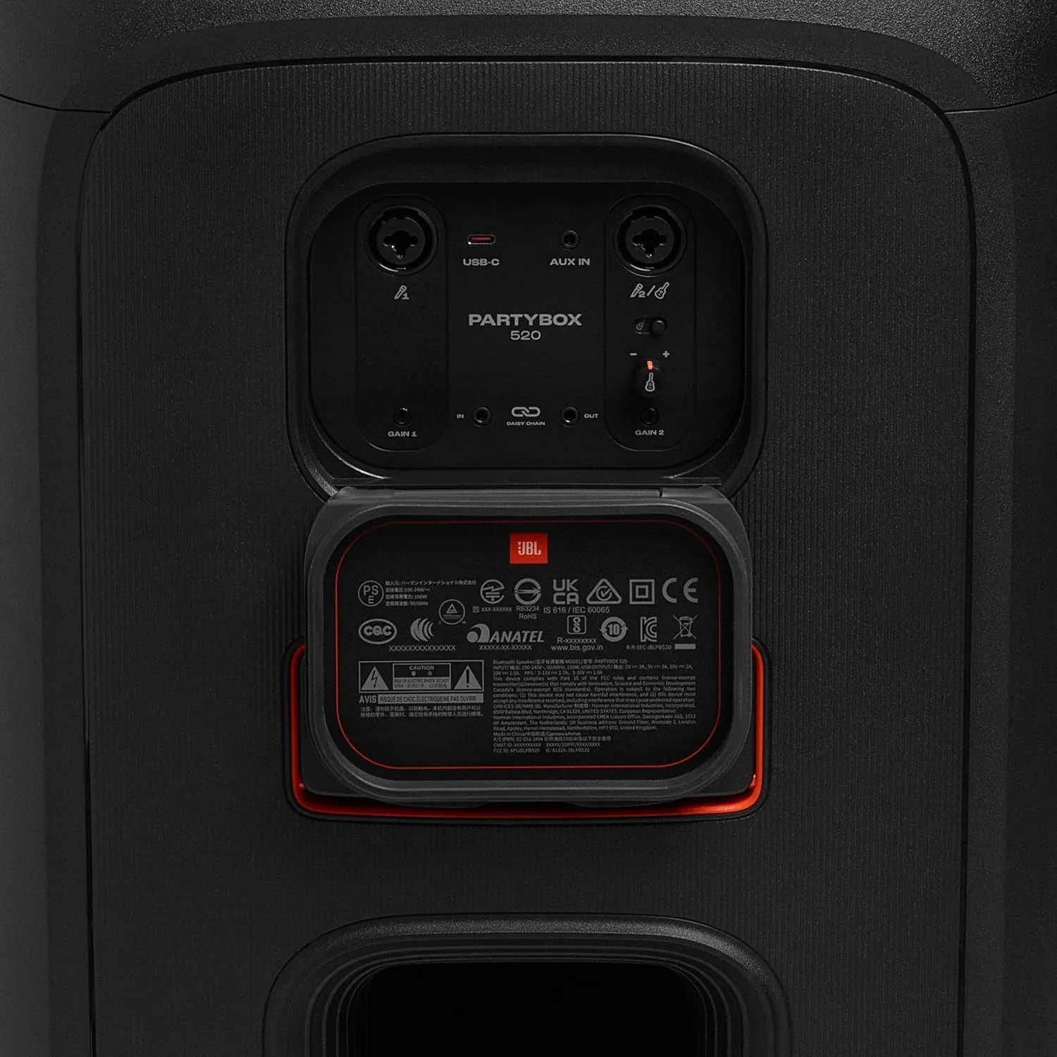 JBL PartyBox 520 - Portable Battery-Powered Party Speaker with AI Sound Boost, Up to 15 Hours of Play time, IPX4 Splash Proof, Multi-Speaker Connection by Auracast, and Telescopic Handle (Black) - Image 3