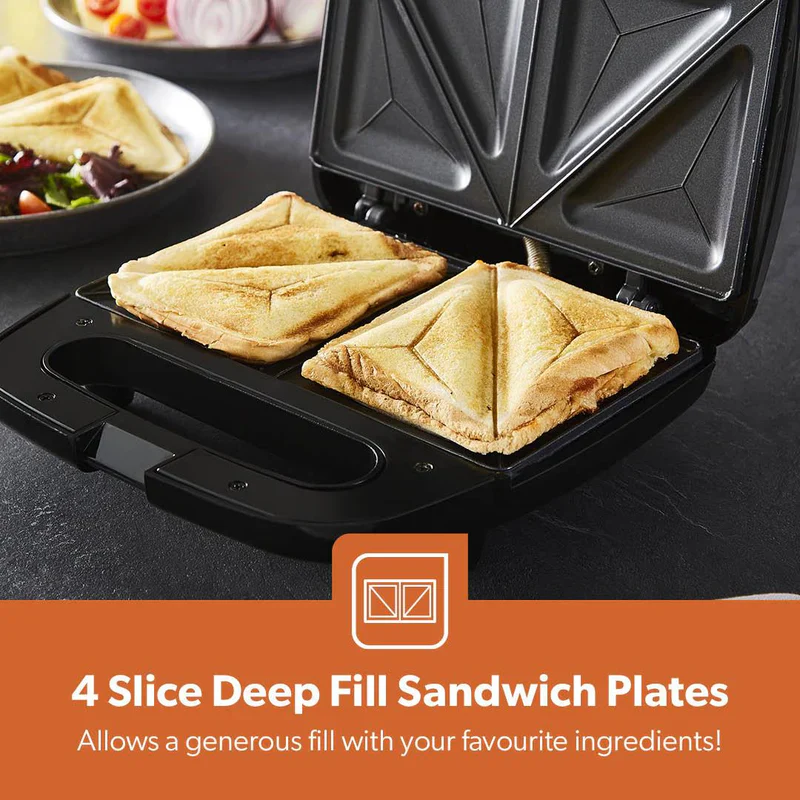 Geepas 2-Slice Sandwich Maker | 700W Powerful Sandwich Toaster with Non-Stick Plates| Cool-Touch Handle| Indicator Lights| Easy Cleaning| Compact Design - Image 4