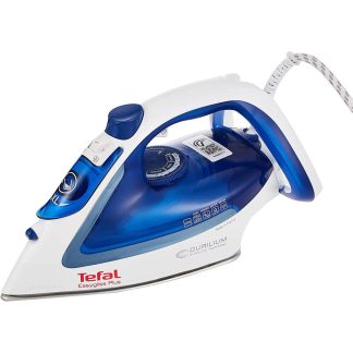 Tefal Easygliss Durilium Airglide Soleplate Steam Iron, 2400 Watts, Blue/White, FV5715M0