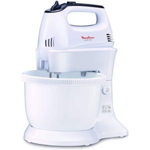 Moulinex Quick Mix Hand Mixer With Plastic Stand Bowl, 300 Watts, White, Hm311127