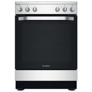 Ariston 60/60cm Vitro Ceramic Top Cooker, Electric Oven + Grill, Stainless Steel (AS68V8KHX)
