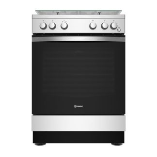 Indesit 60/60cm Full Gas Cooker, Stainless Steel, Enamel Pan Support, IS67G1PCX