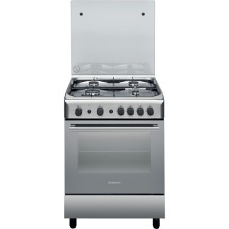 Ariston 60cm Freestanding Gas Cooker, 4 Gas Burners, Gas Oven & Grill, Inox, A6GG1F (X) EX