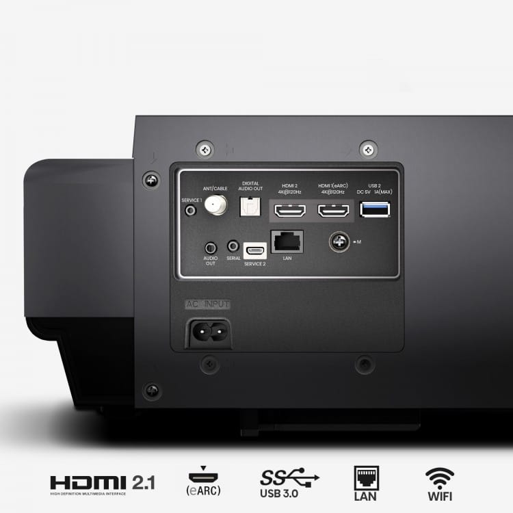 Hisense 90"-130" PX1-PRO 4K UHD Triple-Laser UST Ultra Short Throw Projector, 2200 Lumens, Android TV, HDR10, 30W (Stereo) Dolby Atmos, Dolby Vision, Built-in Alexa and Google Assistant - Image 2