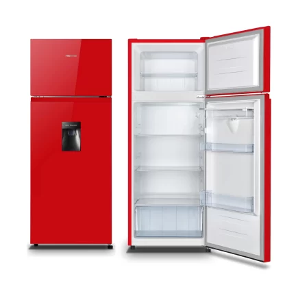 Hisense 270 Liters 2-Door Top Freezer Refrigerator with Water Dispenser, Defrost, Red, RD-27DR