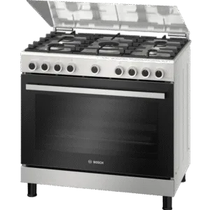 Bosch 90cm Freestanding Cooker; 5 Gas Burners + Gas Oven, HGVDF0V52S, Inox