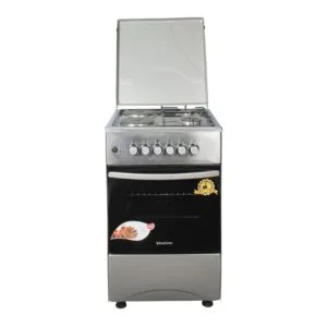 Blueflame Cooker, 50x50cm, 2 Gas Burners and 2 Electric Plates, Electric Oven, Stainless Steel,  C5022E–I