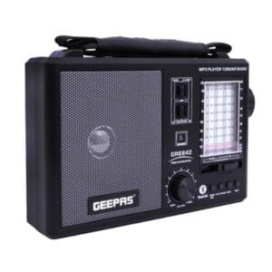 Geepas GR6842 Rechargeable Radio - BT/USB/SD /TF Music Player | Bluetooth Speaker | Lightweight Portable FM Radio | 10 Band Radio | Stylish Retro Design