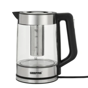 Geepas GK38049 1.8L Electric Glass Kettle | Powerful 2200W Fast-Boil Design | S/S Tea Filter| LED Illumination| Automatic Shut-Off| Boil Dry Protection & Durable Body