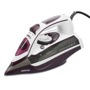 Geepas Ceramic Steam Iron, Temperature Control, Gsi24025 Ceramic Sole Plate, Wet And Dry Self Cleaning Function Powerful Steam Burst 480ML Water Tank