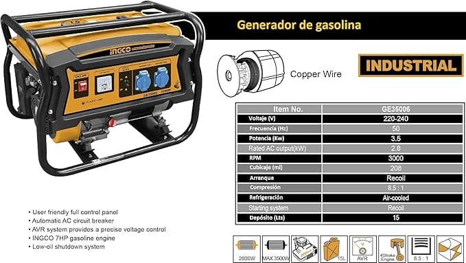 Ingco Gasoline Generator GE35006 3500 W - Image 2