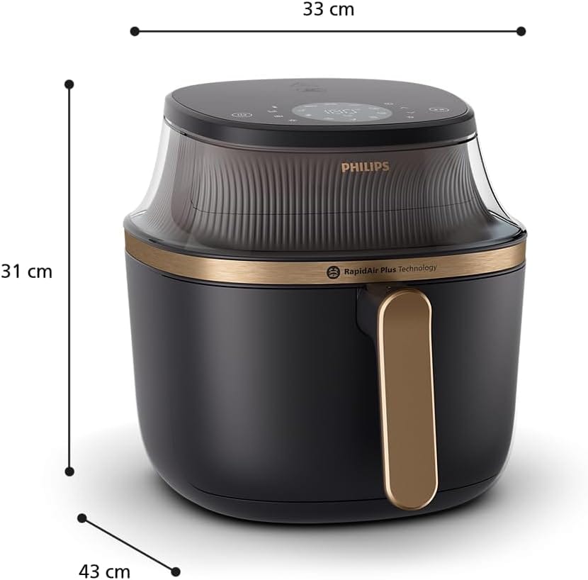 Philips Airfryer XL - 6.2L, 1700W, See-through Cooking Window, 16 Cooking Functions, Touchscreen, RapidAir Plus Technology, Black - NA332/09 - Image 9
