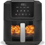 Nutricook Air Fryer Slim, 5L, 1KGs, Large Basket, Space-Saving Slim Design, Air Fry, Bake, Reheat, with 5 Presets, Clear Window & Light, AFS100, Black, 1500 Watts