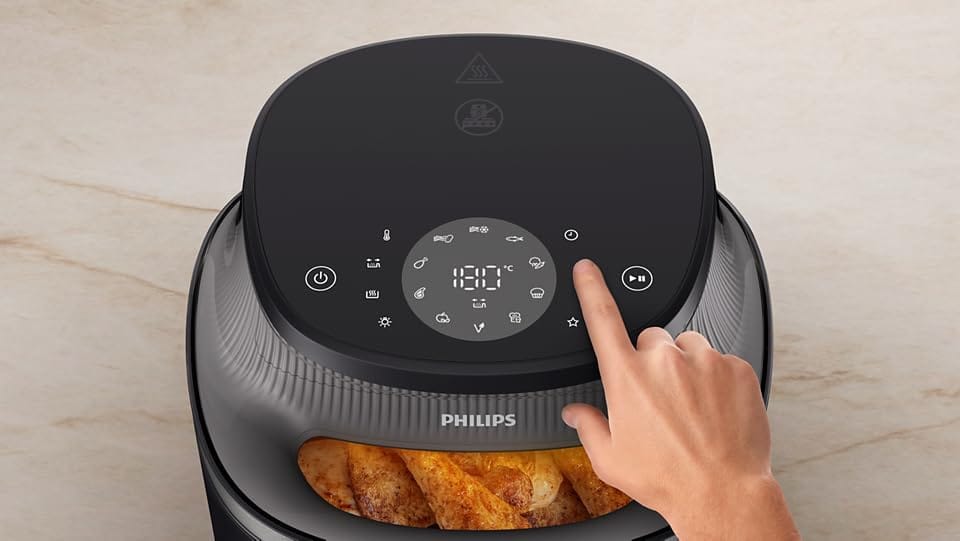 Philips Airfryer XL - 6.2L, 1700W, See-through Cooking Window, 16 Cooking Functions, Touchscreen, RapidAir Plus Technology, Black - NA332/09 - Image 4