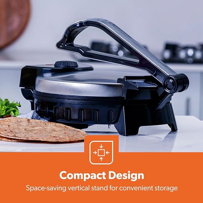 Geepas-Chapathi Maker, Mexican Style Tortilla Press, GCM6125 | Ideal for Making Homemade Tortillas Tacos Flatbreads Chapati Roti | Non-Stick Coating, Adjustable Thermostat - Image 3