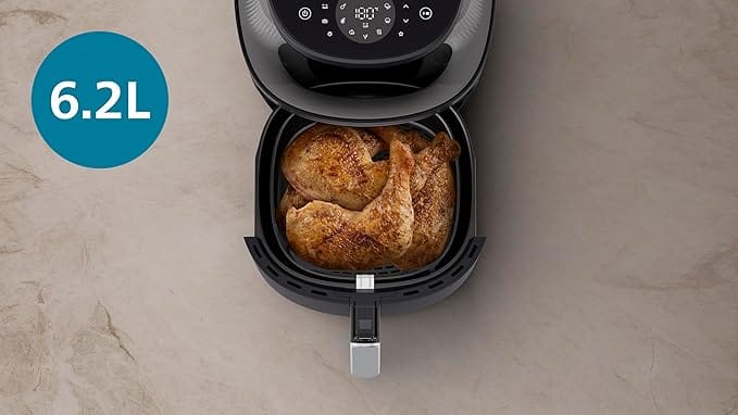 Philips Airfryer XL - 6.2L, 1700W, See-through Cooking Window, 16 Cooking Functions, Touchscreen, RapidAir Plus Technology, Black - NA332/09 - Image 5