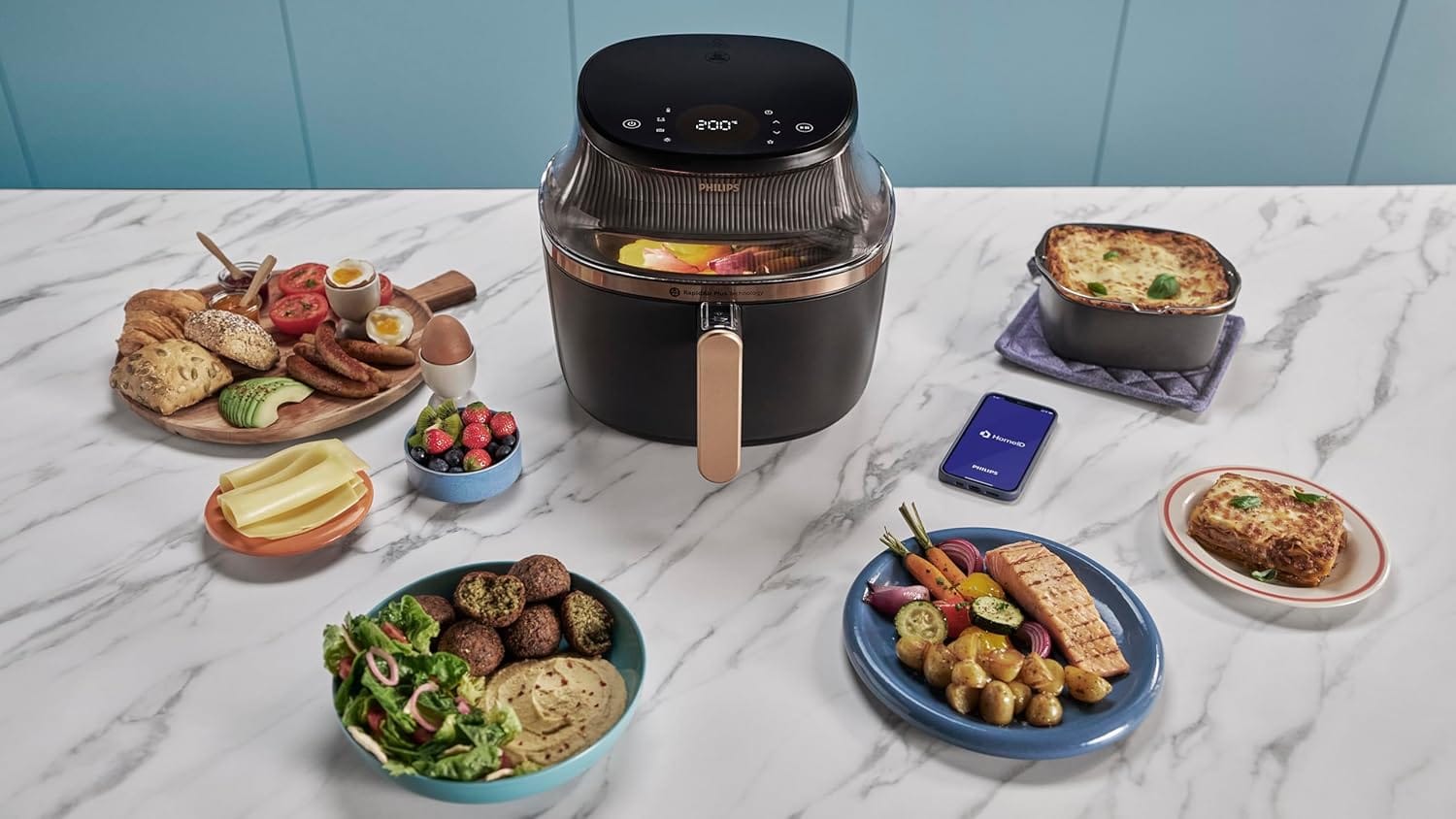 Philips Airfryer XL - 6.2L, 1700W, See-through Cooking Window, 16 Cooking Functions, Touchscreen, RapidAir Plus Technology, Black - NA332/09 - Image 8