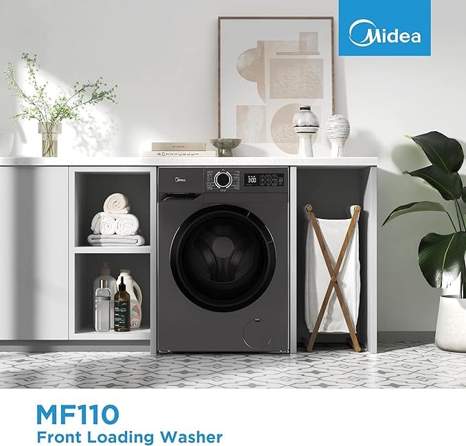 Midea 8KG Front Load Washing Machine With BLDC Inverter Motor, 1400 RPM, 15 Programs, Fully Automatic Washer With Lunar Dial, Integrated Digital Control-LED Display, Water Cube Drum - MF110W80B/T-GCC - Image 8