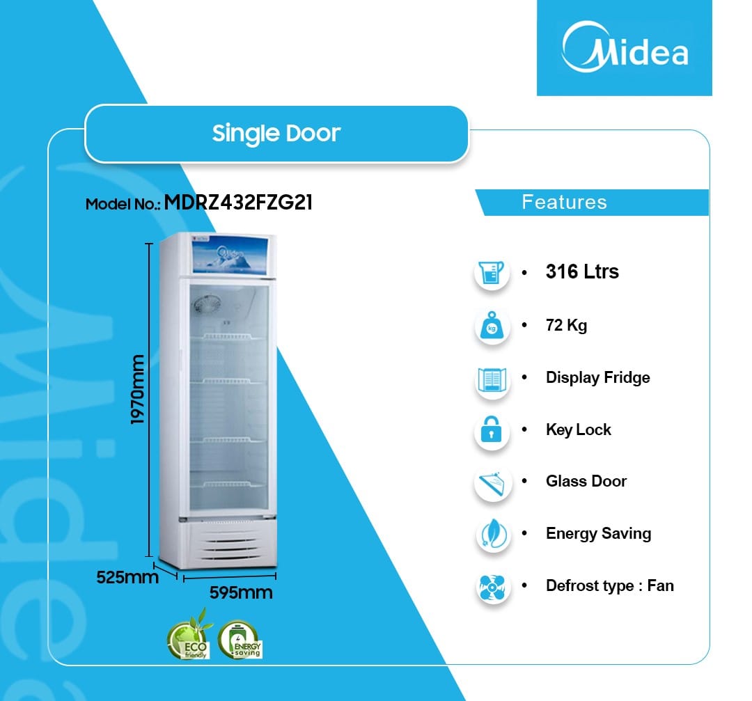 Midea 400L Single Door Display Chiller, MDRZ432FZG21 - Image 2