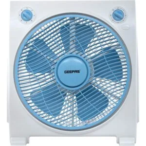 Geepas GF21113 12'' Box Fan - 3 Speed, 60 Minutes Timer -Child Safe Personal Desk Fan with Powerful Copper Motor - Ideal for Office, & Home