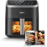 Midea MF-CY70K Air Fryer with Window 7L, Rapid Air Technology, 90% Less Oil & Max Crisp, Energy Saving, 7-In-1 Presets, Non-Stick, Dishwasher Safe, Flexible Heating +1 Minute Button,1600W, Black/Silver