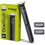 Philips OneBlade QP1424/10 Trim, Edge and Shave, 2 x Click-on Stubble Combs (1, 3 mm), Rechargeable, Wet & Dry Use