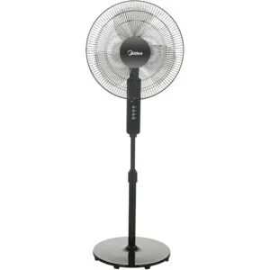 Midea Pedestal Stand Fan with SQD Motor, 16 inch, 3D Oscillation Directions, 3 Speed Levels & Adjustable Height, 3 Leaf Blade with 7.5 Hours Timer, Best for Home & Office, Black, FS4019K