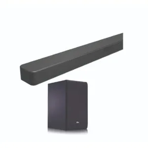 LG SN4 300W, 2.1 Ch with Dolby Audio and DTS Digital Surround, Wireless Carbon Woofer for Deep Bass and High Fidelity Sound, HDMI USB Bluetooth, Optical and TV Sound Sync, LG Sound Bar App