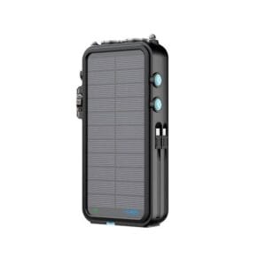 Powerology 16000mAh Solar Power Bank with FM Radio, Bluetooth Speaker & Emergency Light – Black