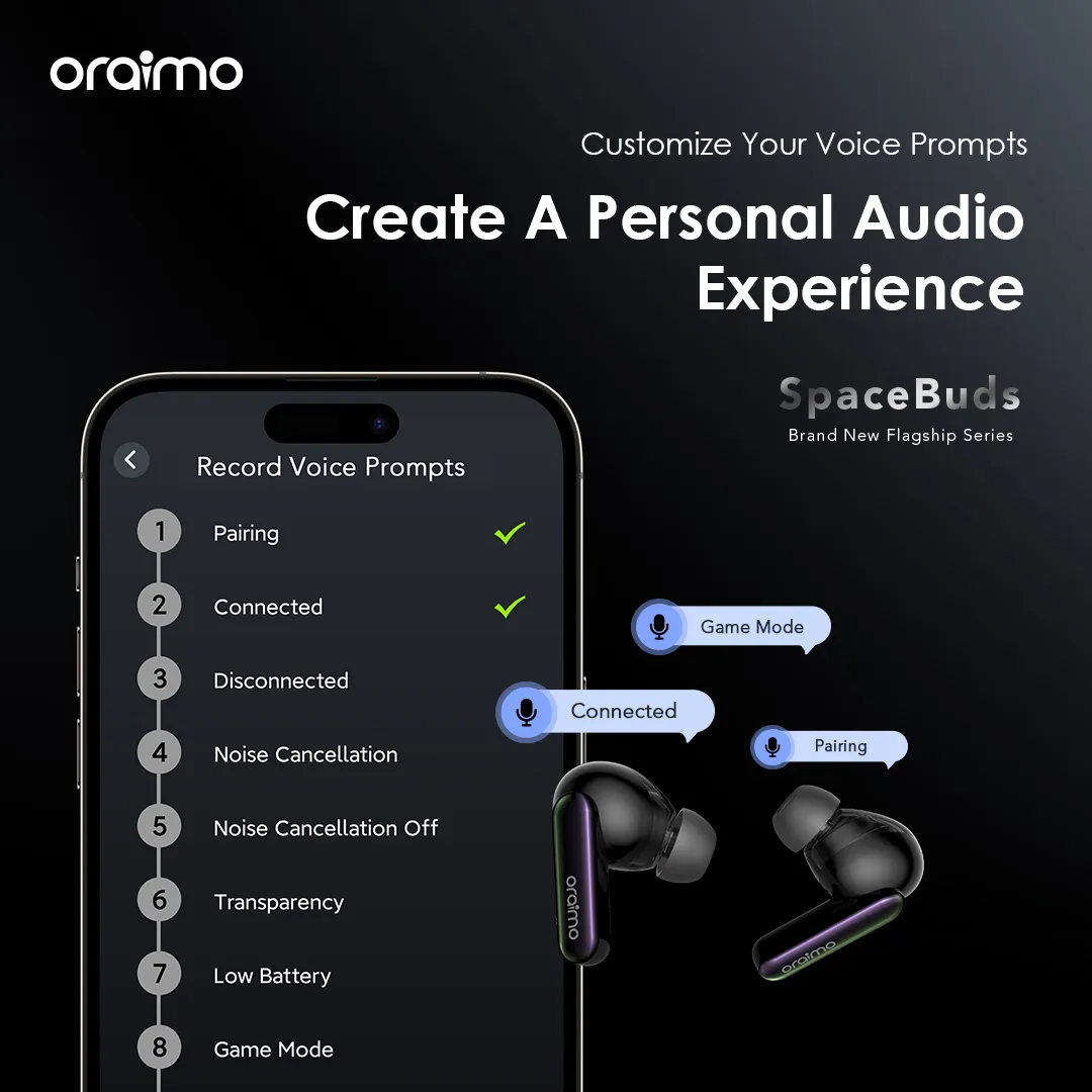 Oraimo OTW-630 SpaceBuds Hybrid ANC True Wireless Earbuds Customized Voice Prompt - Image 20