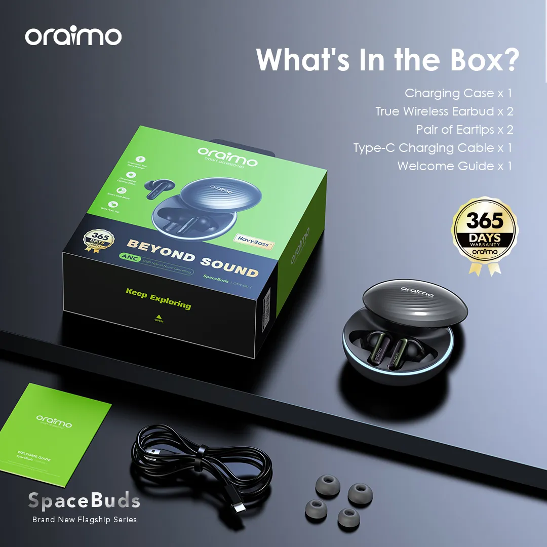 Oraimo OTW-630 SpaceBuds Hybrid ANC True Wireless Earbuds Customized Voice Prompt - Image 2