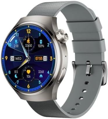 Porodo Smart Watch Sfera Round Titanium with Extra Orange Band - Silver - Image 5