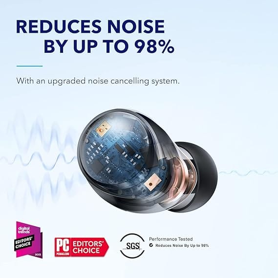 Soundcore by Anker Space A40 Auto-Adjustable Active Noise Cancelling Wireless Earbuds, Reduce Noise by Up to 98%, 50H Playtime, Hi-Res Sound, Comfortable Fit, App Customization, Wireless Charge (Blue) - Image 8