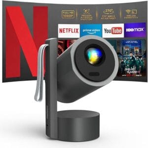 Porodo Premiere Full HD Android Smart Projector, 270° Angle Adjustment, Ultra Wide Screen 200", Precision Autofocus, Keystone Correction, Wireless Connectivity