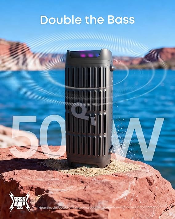 Soundcore Boom 3i by Anker, Compact Outdoor Speaker, IP68 Waterproof, Floating Playback, Saltwater-Resistant, BassUp 2.0, 50W Portable Speaker, Bluetooth 5.3, 16H, TWS, Kayak/Fishing/Camping - Image 4